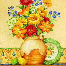 Оригинал схемы вышивки «Цветы в вазе» (№977944)