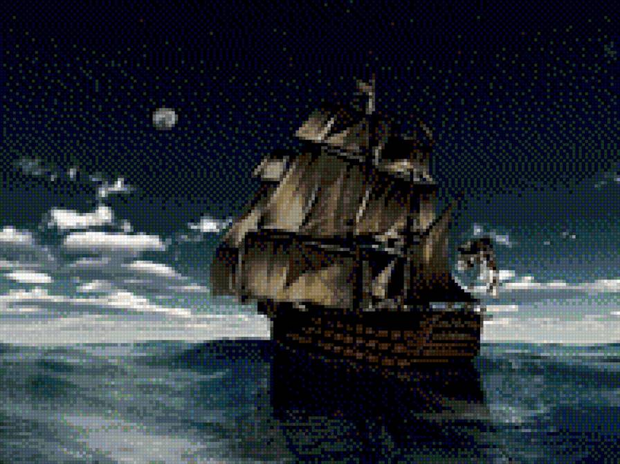 Корабль в ночи - корабль, ночь - предпросмотр