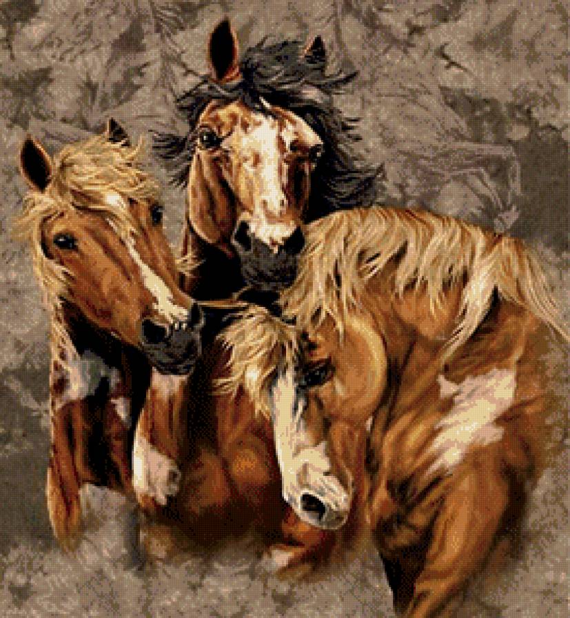 Серия "Лошади, кони" - тройка, абстракция - предпросмотр
