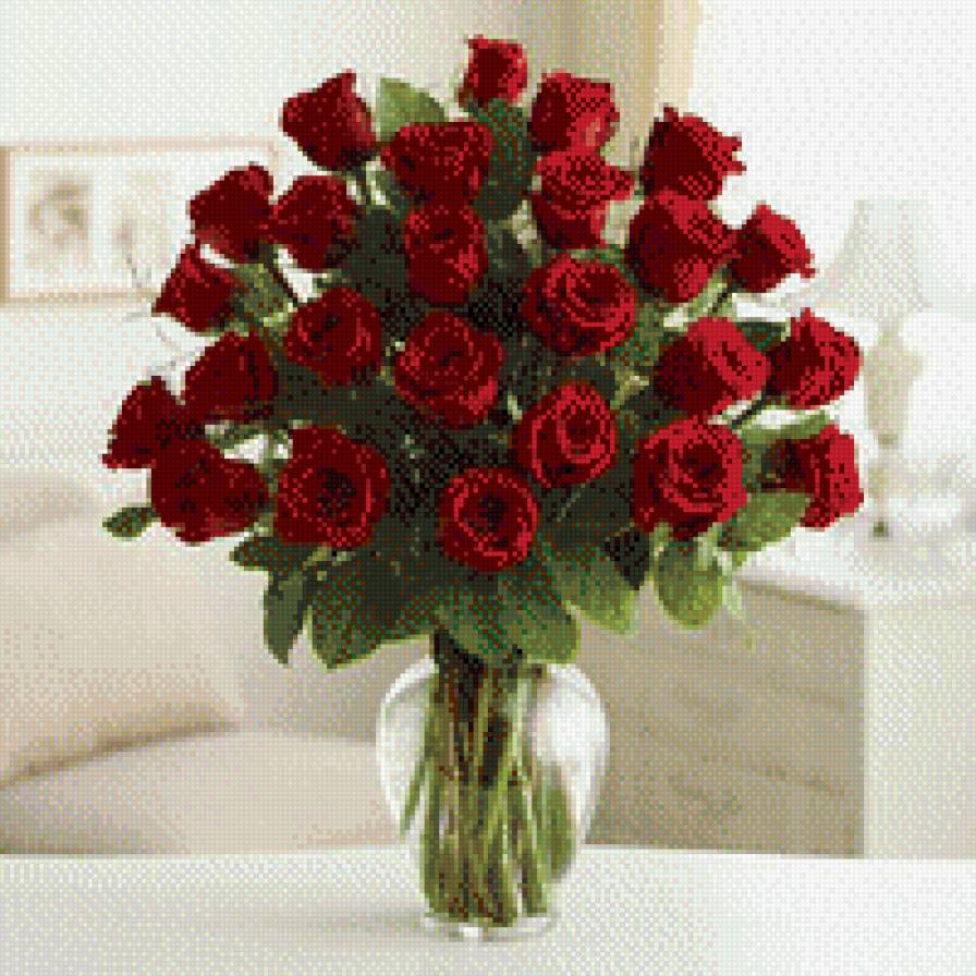 розы в вазе - розы, цветы, букеты - предпросмотр