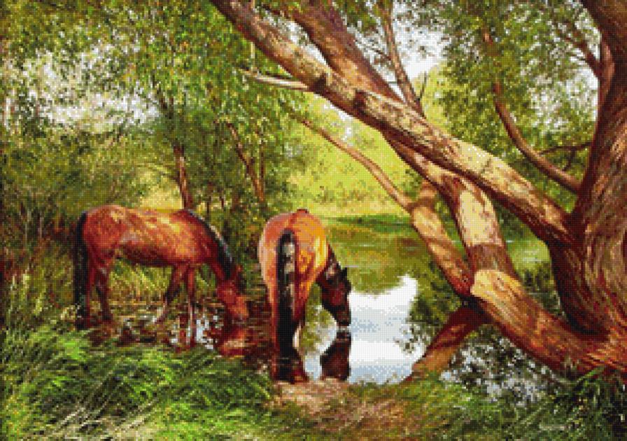 Водопой - лошади - предпросмотр