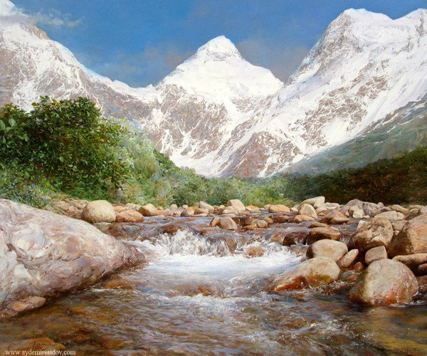 Горная река - природа, река, горы - оригинал