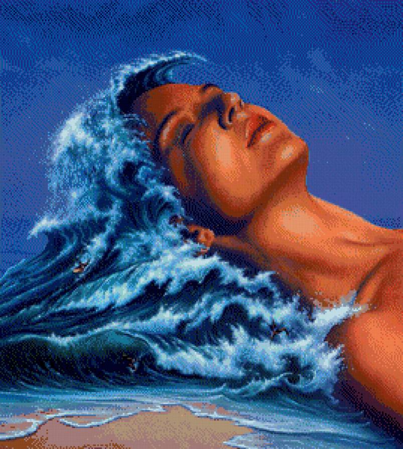 Девушка и море - девушка, море - предпросмотр