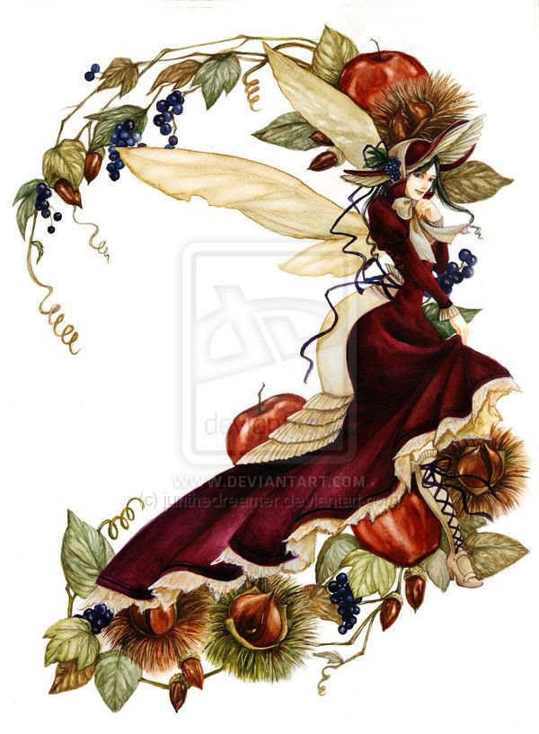 Фея осеннего урожая - фэнтези, девушка, эльфы - оригинал