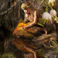 Схема вышивки «Золотая рыбка»