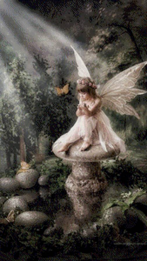 Каменный гриб - девушка, фэнтези - предпросмотр