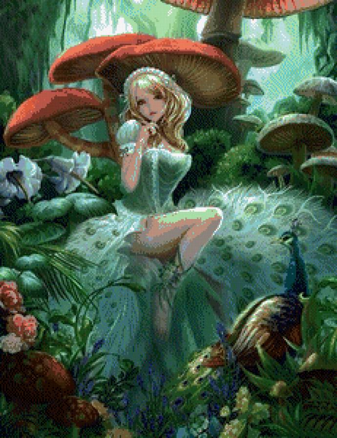 Мухоморная фея - фэнтези, аниме, девушка - предпросмотр