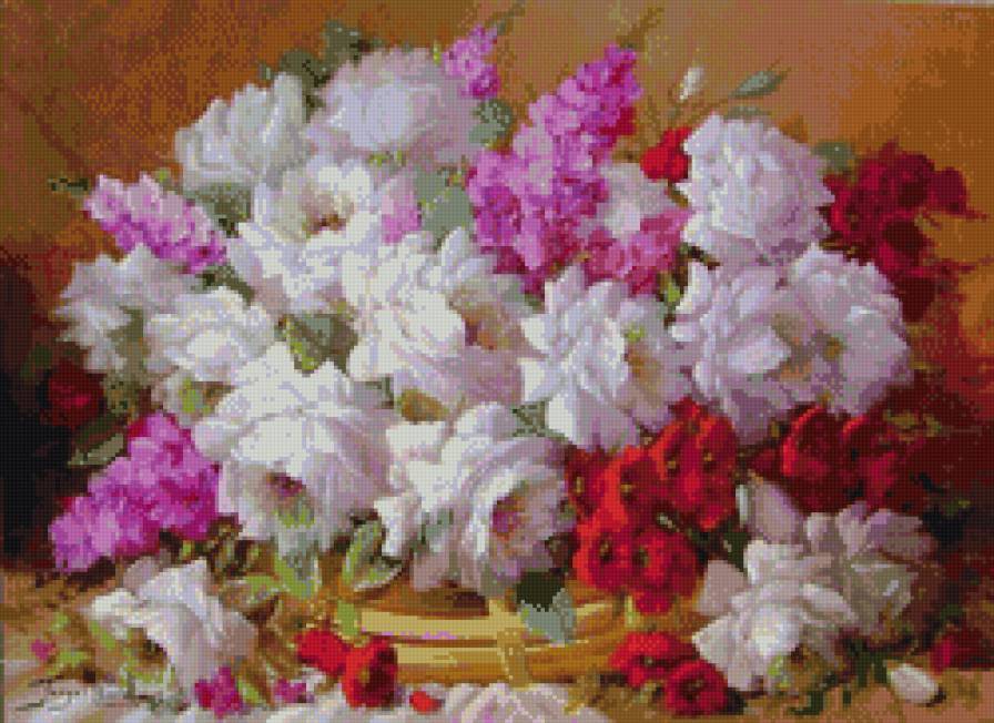 Розы в корзине - розы, букет - предпросмотр