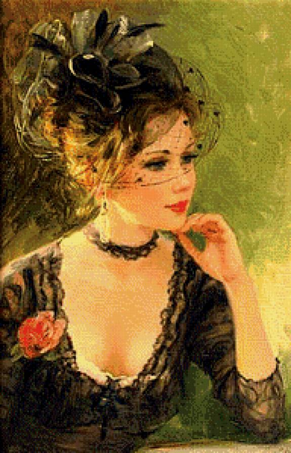 Серия "Женский образ" Девушка в шляпке" - предпросмотр