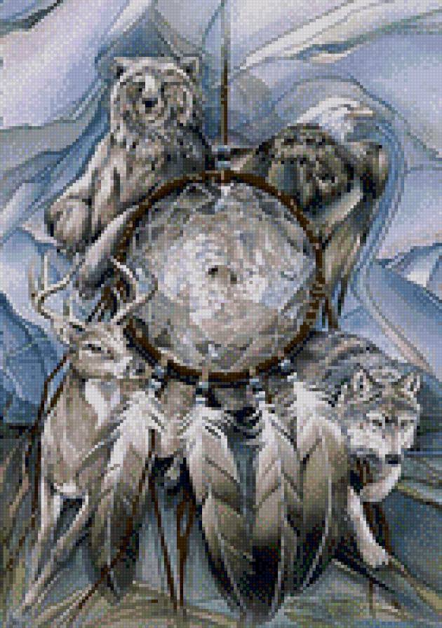 Ловец снов - олень, волк, медведь, амулет, орел - предпросмотр