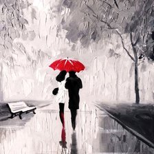 Схема вышивки «Двое под дождем Болотов»