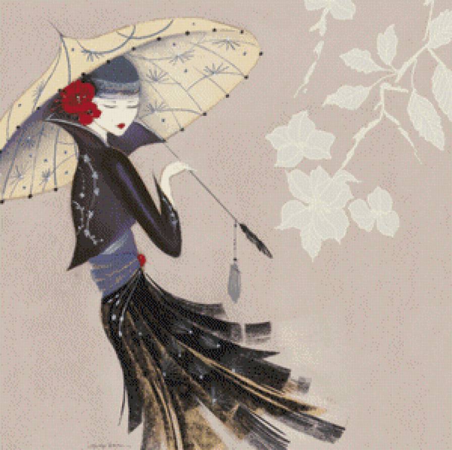 китайский мотив - девушка, китай - предпросмотр