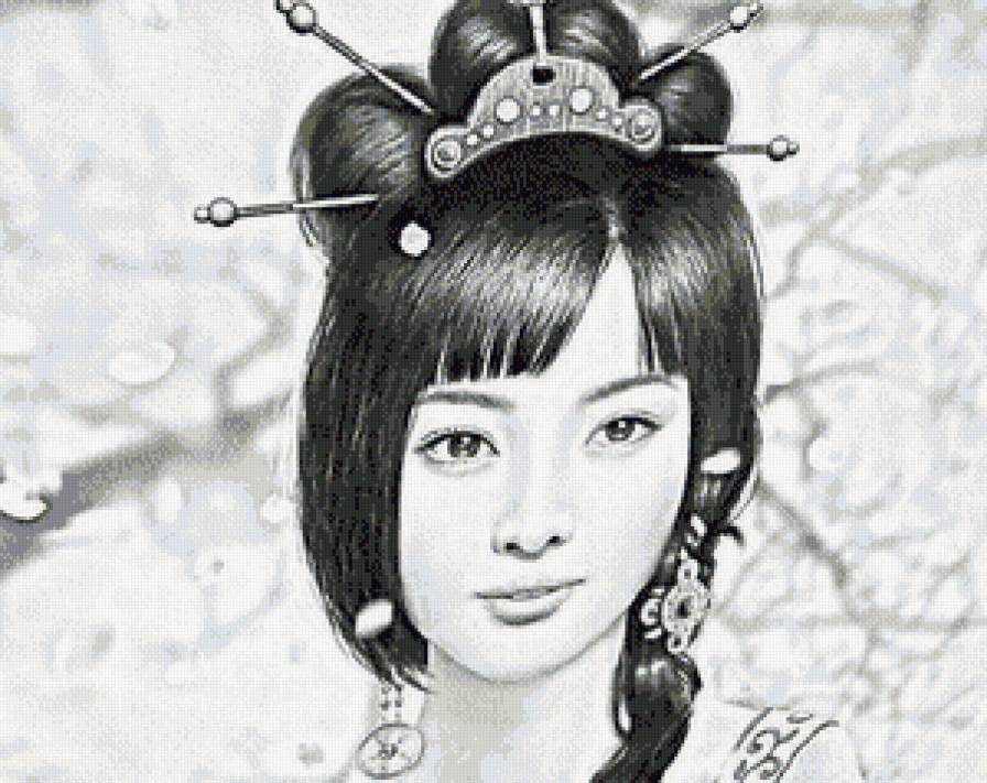 Девушка. Рисунок карандашом - азия, девушка, рисунок - предпросмотр