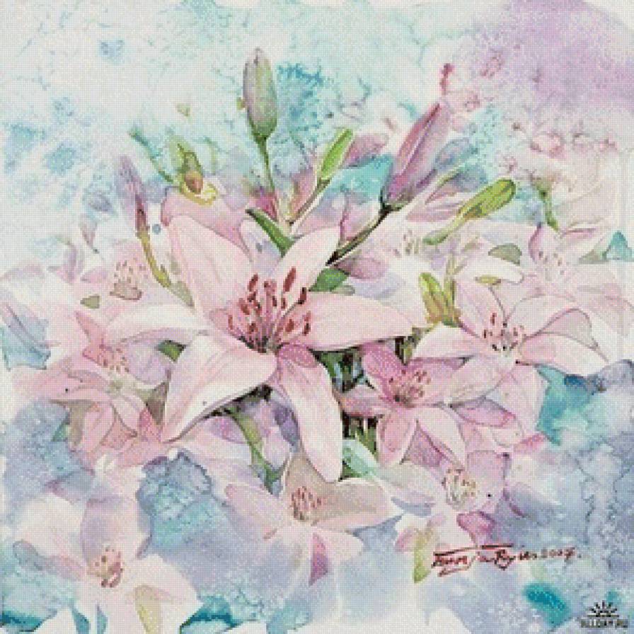 Нежные цветочные акварели Ryu Eunja № 3 - искусство, цветы, живопись, картина - предпросмотр