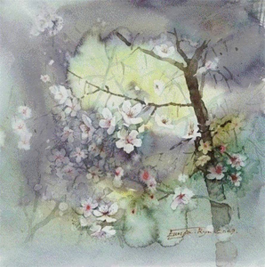Нежные цветочные акварели Ryu Eunja № 6 - цветы, живопись, картина, искусство - предпросмотр