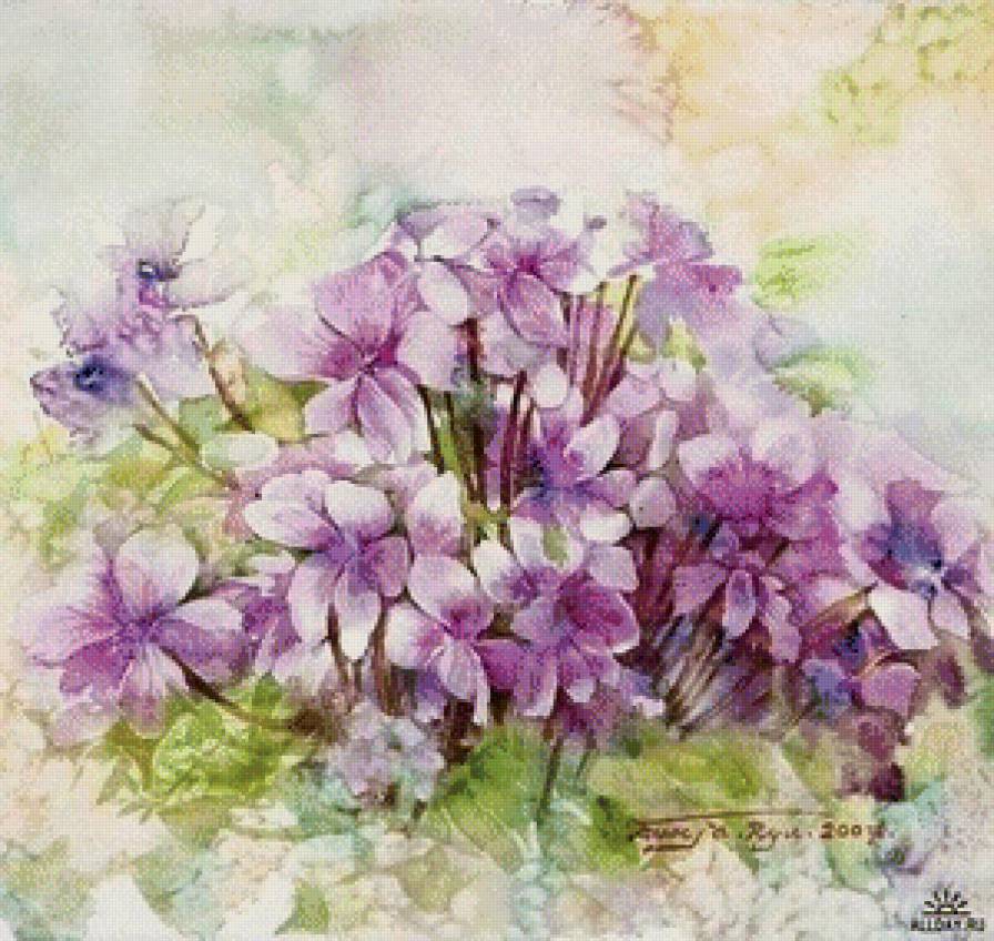 Нежные цветочные акварели Ryu Eunja № 7 - цветы, искусство, живопись, картина - предпросмотр