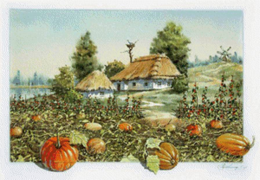 деревенский пейзаж - пейзаж, цветы, деревня - предпросмотр