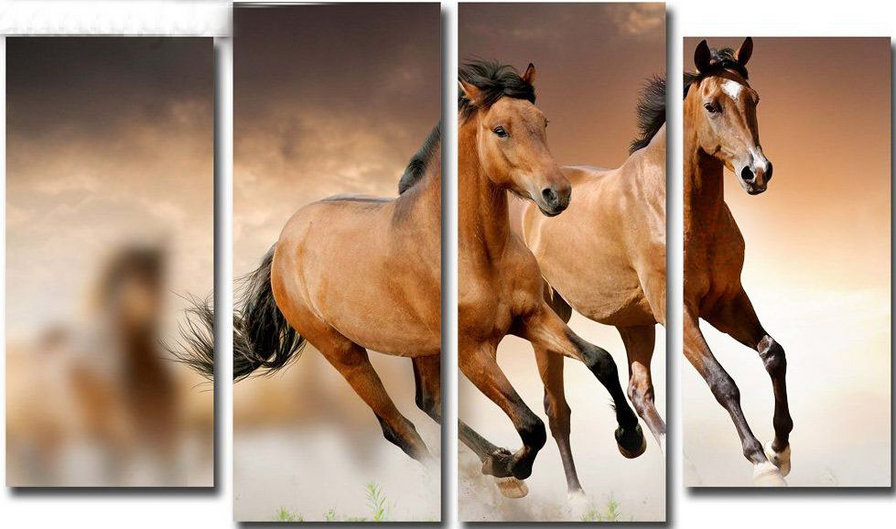 Лошади - лошади, триптих - оригинал