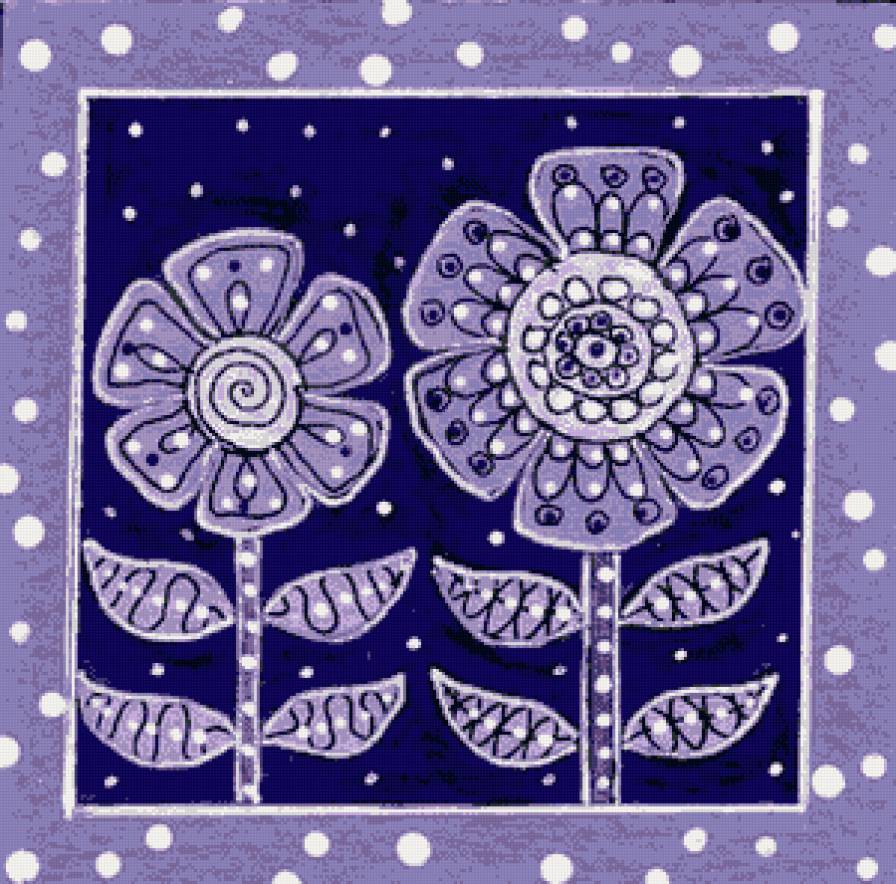 цветы - рамка, наив, цветы, сиреневые - предпросмотр