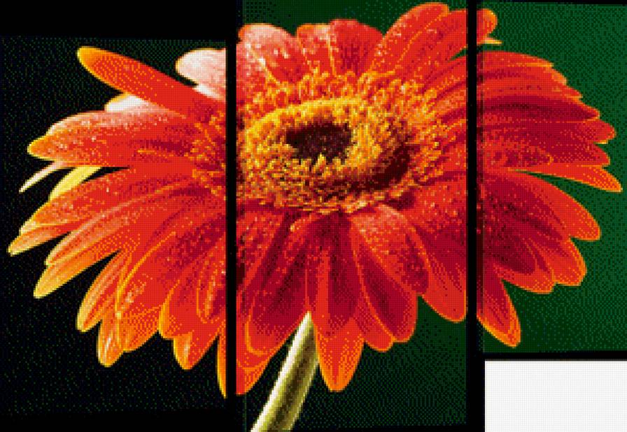 триптих - триптих, цветы - предпросмотр