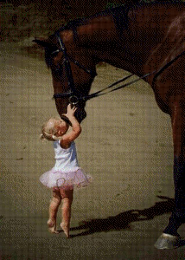 серия "дети с живностями" - дети.девочка.лошадь - предпросмотр