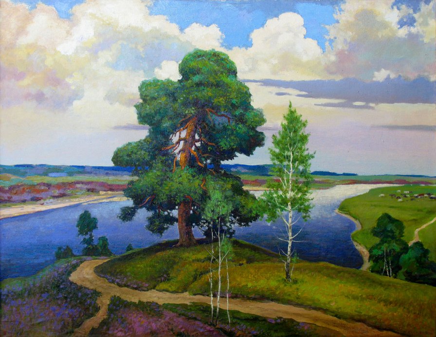 пейзаж - пейзаж, природа, небо, река - оригинал