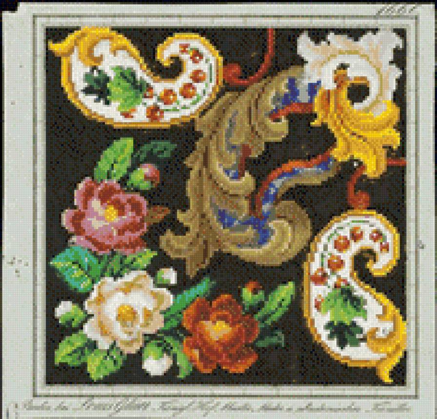 винтаж 2 - черный фон, цветы, винтаж, розы - предпросмотр