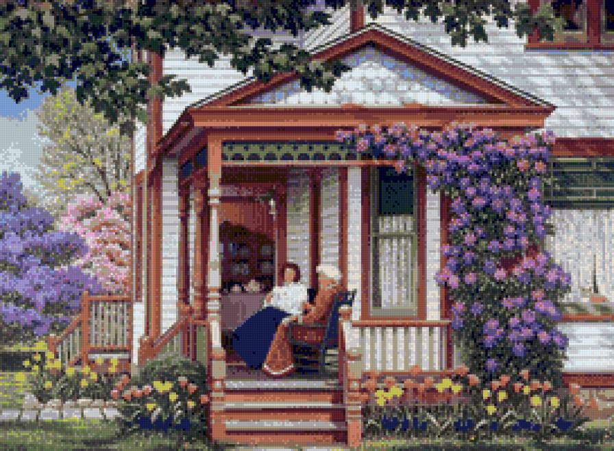 Беседа - дом, лето, пейзаж, люди - предпросмотр