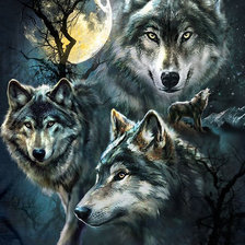 Схема вышивки «3 волка»