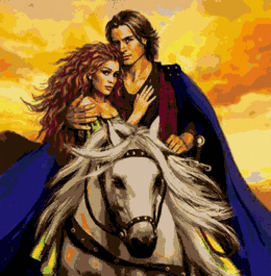 Влюбленные всадники - он и она, лошадь, романтика, любовь, пара - предпросмотр