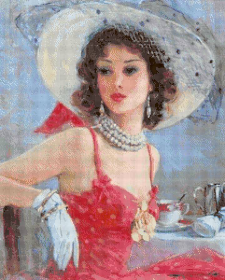 Девушка в шляпе - предпросмотр