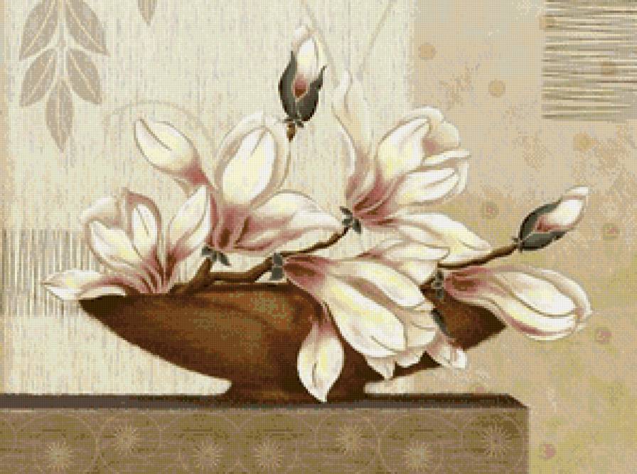 Магнолия - ваза, цветы, натюрморт, магнолия - предпросмотр