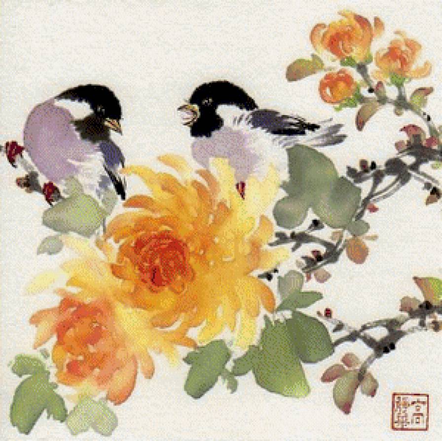 Серия " Птицы на ветке " - природа, ветки, дерево, птицы - предпросмотр