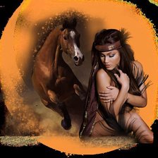Схема вышивки «Девушка и лошадь»