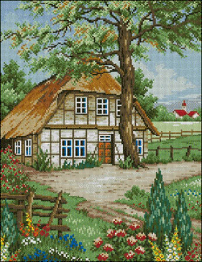 деревенский дом - пейзаж - предпросмотр