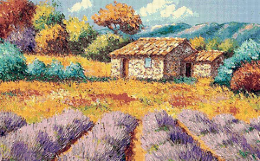 Лаванда - домик, природа, цветы-лаванда - предпросмотр
