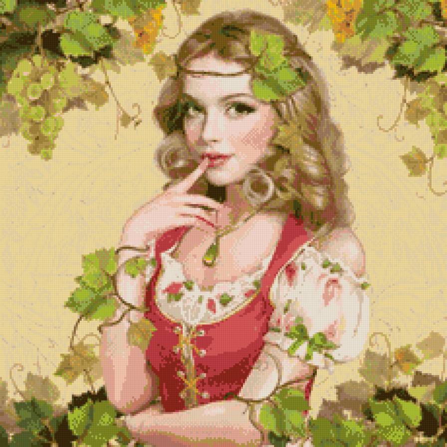 Девушка с винорградом - она, девушка, виноград, красавица - предпросмотр