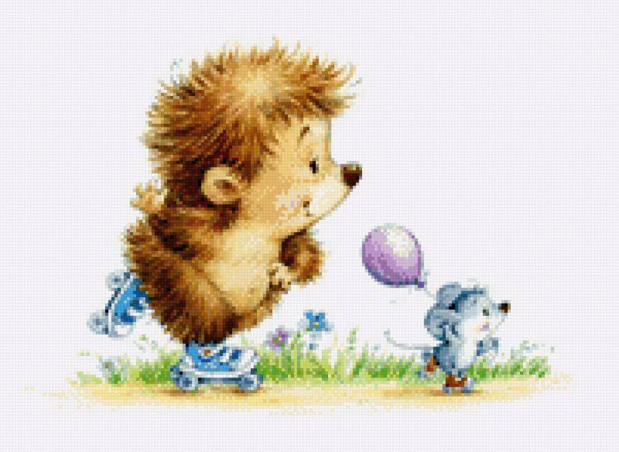Ежик на роликах - ролики, мышка, ежик - предпросмотр