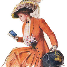 Оригинал схемы вышивки «Девушка с книгой» (№984085)