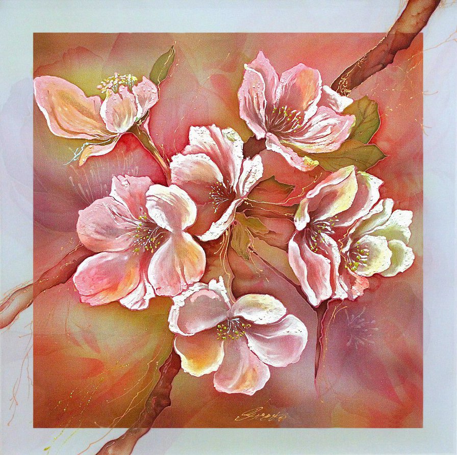 ветка яблони - яблоня, картина - оригинал