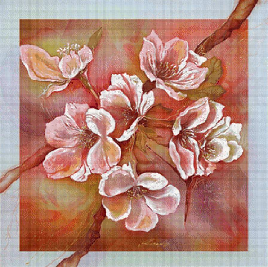 ветка яблони - картина, яблоня - предпросмотр