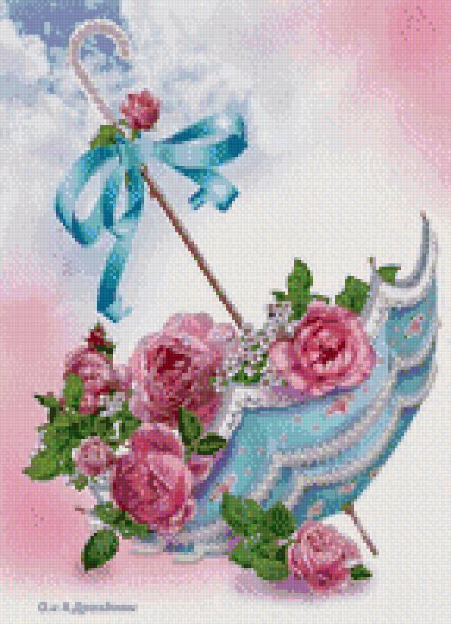 зонт - зонт, букет, розы, цветы - предпросмотр