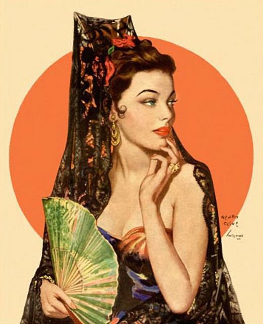 Кармен - испанка, веер, красавица, девушка - оригинал