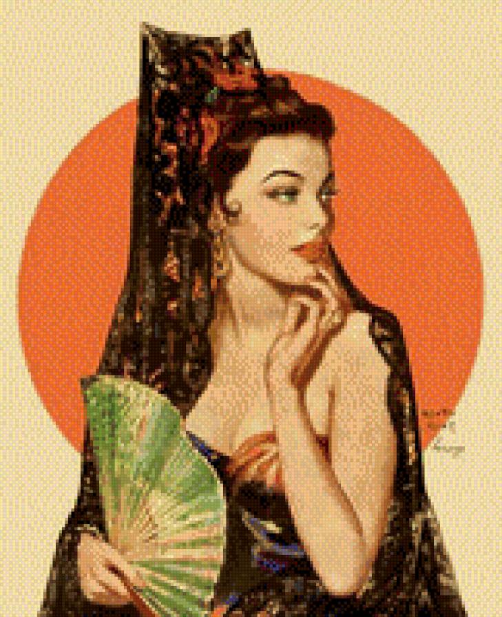 Кармен - веер, девушка, красавица, испанка - предпросмотр