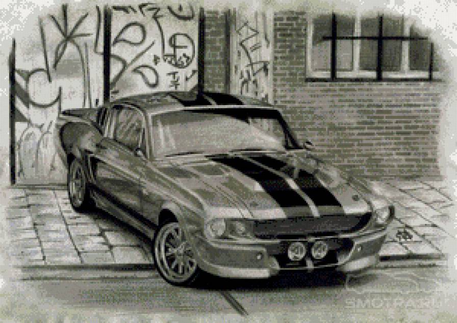 Автомобиль "Мустанг" - автомобиль, рисунок карандашом, картина, машина, мустанг - предпросмотр