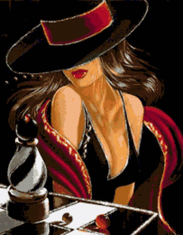 Девушка-2 - шляпа, шахматы, девушка - предпросмотр