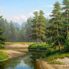 Схема вышивки «еловые парочки у реки»