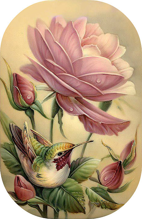 Серия "Цветы, букеты" Розы и птичка" - оригинал