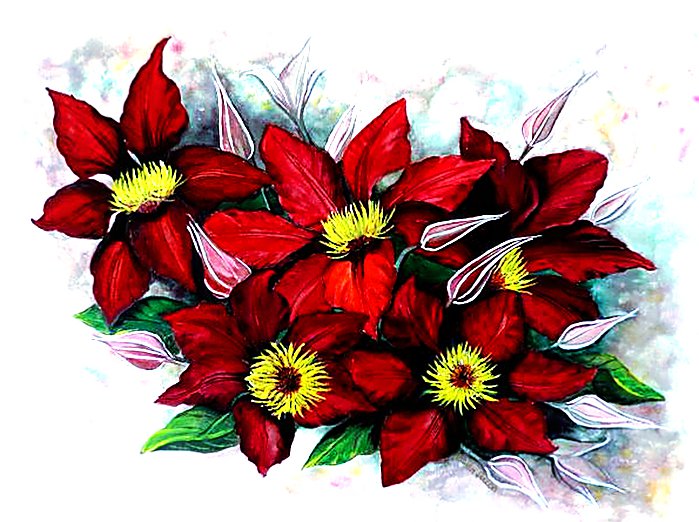 цветы - картина, живопись, цветы, акварель, панно - оригинал