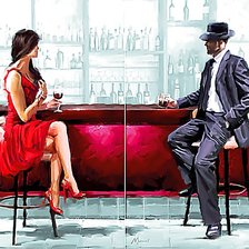 Схема вышивки «мужчина и женщина в баре (диптих вместе)»